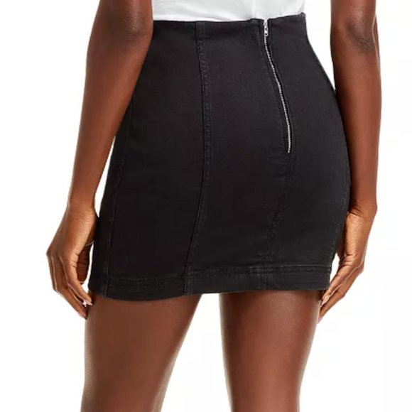 Free People Modern Femme Denim Mini Skirt in Black - Picture 2 of 5